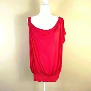 A.N.A. Coral Banded Bottom Braid Strap Scoop Neck Short Sleeve Rayon Top Size 1X